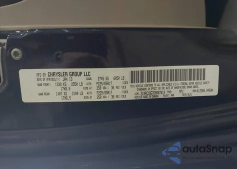 2013 Chrysler Town & Country Touring из США, поврежденный, VIN 2C4RC1BG7DR667819